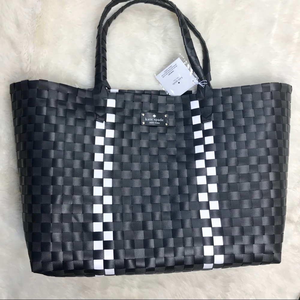 Kate Spade Tote Bag Purse Black White Large NWT - Picture 3 of 6